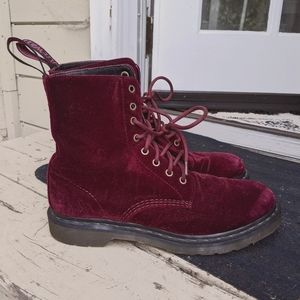 Red Velvet Dr Martens Page Boots 10W 42EU